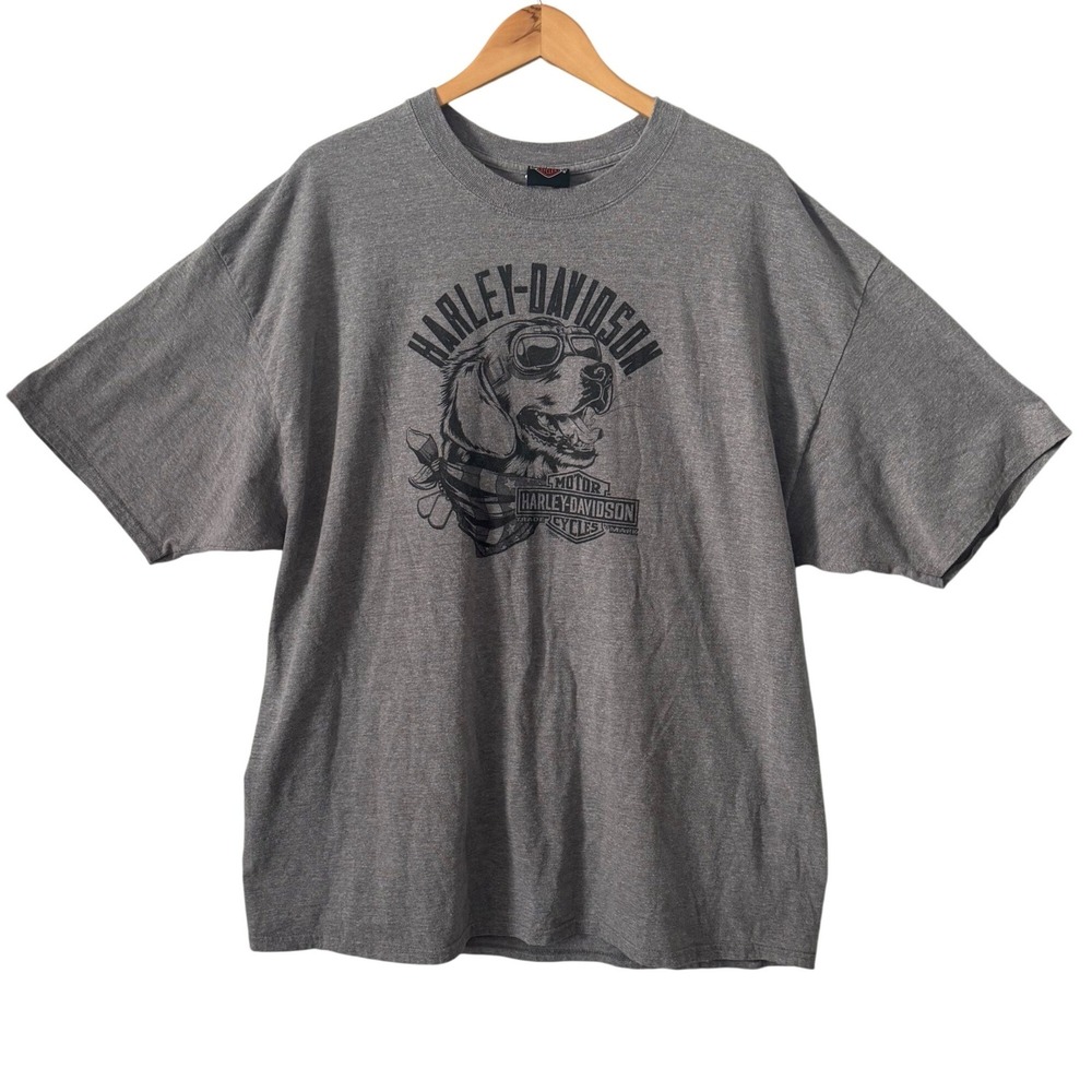 Harley-Davidson Men 3XL Gray Beach House Shallotte NC Graphic Tee Biker Dog